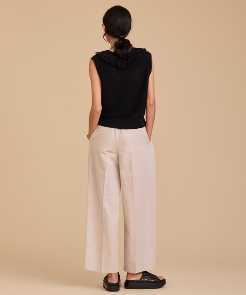 【新品未使用】リネン100%タックパンツ/yohaku /unisex SALE50％OFF】走れる！カラーパンツ【洗濯機OK♪ストレッチ♪】リネン