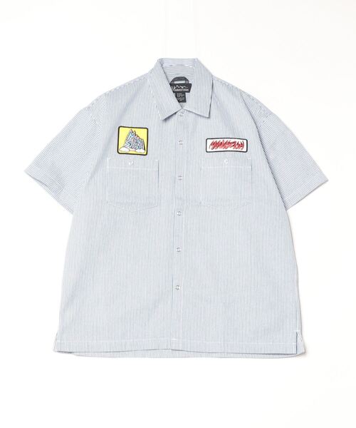 MANASTASH（マナスタッシュ）の「MANASTASH/マナスタッシュ　PATCHED LOGO WORK SHIRTS パッチド ロゴワークシャツ（シャツ/ブラウス・メンズ・ブルー系その他3/ブラック・L/M/XL）」の2枚目の写真