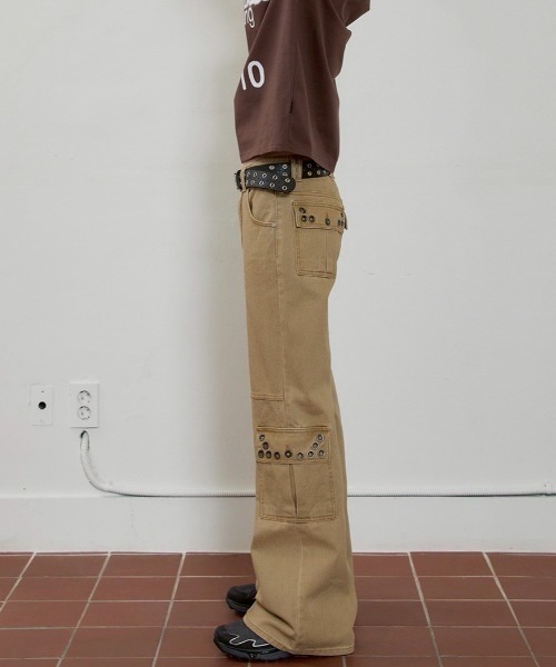 ESC STUDIO（イーエスシースタジオ）の「【ESC STUDIO】eyelet denim bootcut pants / 【イーエスシースタジオ】アイレットブーツカットデニムパンツ（デニムパンツ・メンズ・ブラック/ベージュ・S/M）」の15枚目の写真