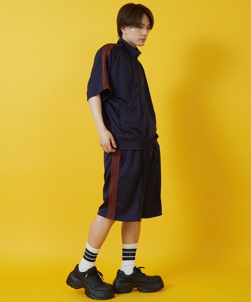 SIDEWAY STANCE（サイドウェイスタンス）の「【SIDEWAY STANCE】ライン ジャージ ハーフパンツ（その他パンツ・メンズ・ブラック/ホワイト/ネイビー・SMALL/MEDIUM/LARGE）」の21枚目の写真