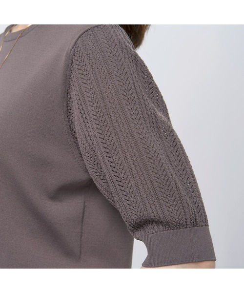 TOKYO SHIRTS(トウキョウシャツ)の「レディースニット 袖透かし プルオーバー(ニット/セーター・レディース・ブラウン/ネイビー・M/L/LL)」の11枚目の写真