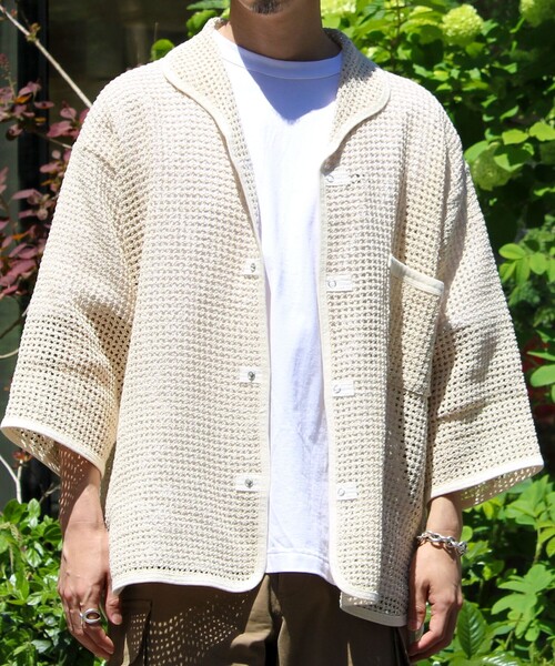 ARMY TWILL（アーミーツイル）の「【ARMY TWILL/アーミーツイル】Cotton Mesh Shirt コットンメッシュシャツ（シャツ/ブラウス・メンズ・アイボリー/ブラック・S/M/L）」の8枚目の写真