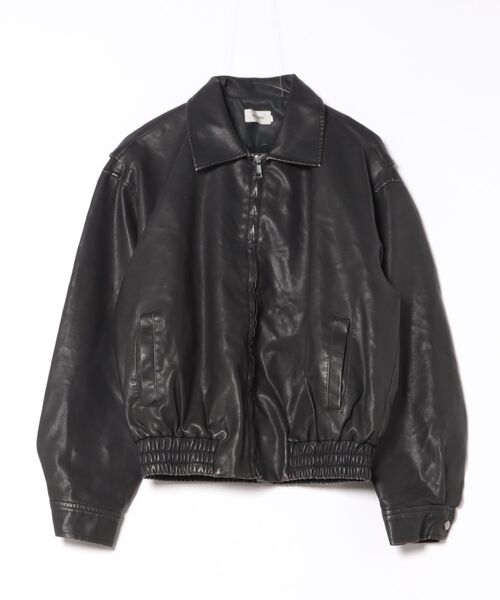 【ATELANE】 アンティークフェイクレザー 裏ボアボンバージャケット / アテレーン