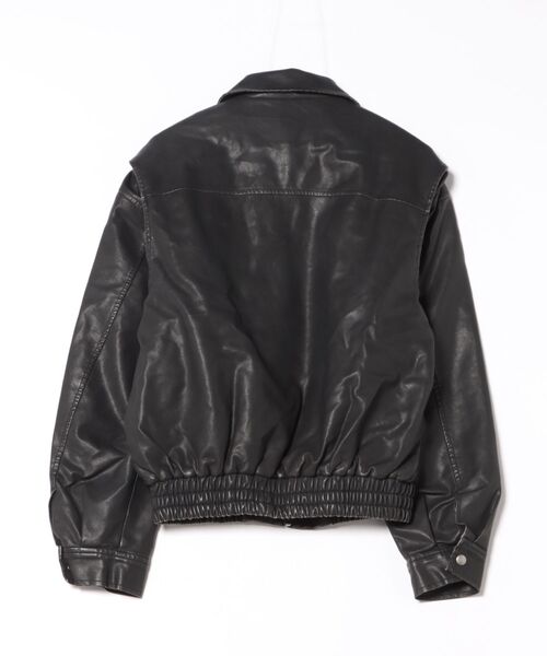 【ATELANE】 アンティークフェイクレザー 裏ボアボンバージャケット / アテレーン