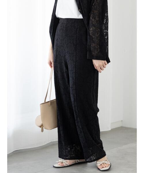 Te chichi TERRASSE(テチチテラス)の「【セットアップ可】レースセンターシームパンツ《2025summer catalog item》(その他パンツ・レディース・ブラック/オフホワイト・F)」の2枚目の写真