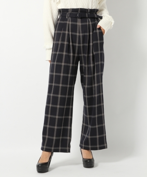 Heather（ヘザー）の「TRギャザーワイドパンツ  708237（その他パンツ・レディース・ブラック/キャメル/チェック・FREE）」の3枚目の写真