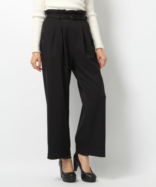 Heather（ヘザー）の「TRギャザーワイドパンツ  708237（その他パンツ・レディース・ブラック/キャメル/チェック・FREE）」の2枚目の写真