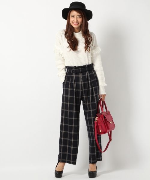 Heather（ヘザー）の「TRギャザーワイドパンツ  708237（その他パンツ・レディース・ブラック/キャメル/チェック・FREE）」の15枚目の写真