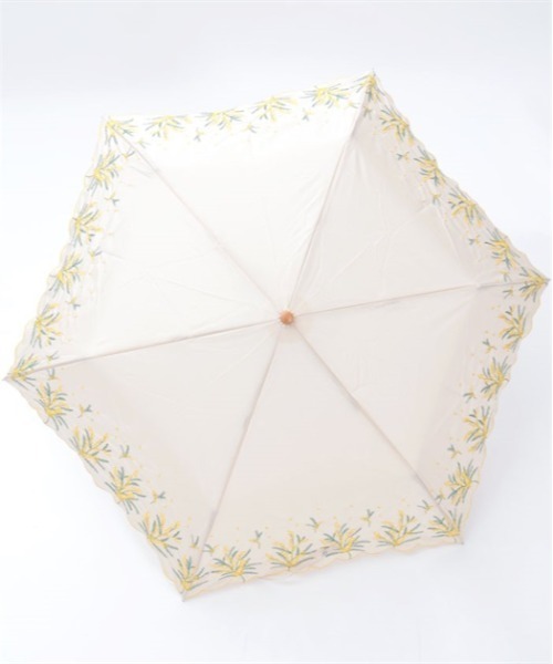 axes femme（アクシーズファム）の「ミモザ刺繍晴雨兼用折傘（折りたたみ傘・レディース・キナリ・FREE）」の2枚目の写真