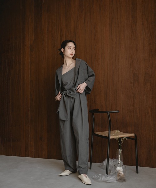 mideal（マイディール）の「double button stripe jacket / ダブルボタンストライプジャケット（テーラードジャケット・レディース・アイボリー/グレー・FREE）」の7枚目の写真