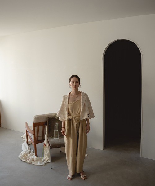 mideal（マイディール）の「double button stripe jacket / ダブルボタンストライプジャケット（テーラードジャケット・レディース・アイボリー/グレー・FREE）」の10枚目の写真