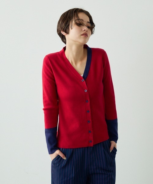 other - Hana-no Knit 長袖 カーディガン ニット L ボルドー ワインレッド 未使用品 Hana-no Knit 長袖 カーディガン ニット L ボルドー系