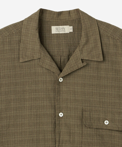 SEDAN ALL-PURPOSE | Dobby Plaid Open Collar S/S Shirt MEN