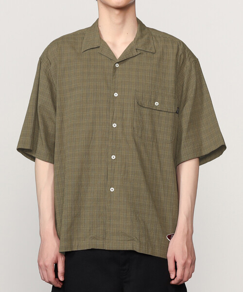 SEDAN ALL-PURPOSE（セダンオールパーパス）の「SEDAN ALL-PURPOSE | Dobby Plaid Open Collar S/S Shirt MEN（シャツ/ブラウス・メンズ・ブルー/ブラウン・XL/L/M）」の9枚目の写真