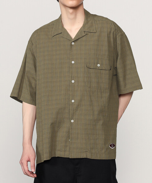 SEDAN ALL-PURPOSE（セダンオールパーパス）の「SEDAN ALL-PURPOSE | Dobby Plaid Open Collar S/S Shirt MEN（シャツ/ブラウス・メンズ・ブルー/ブラウン・XL/L/M）」の6枚目の写真
