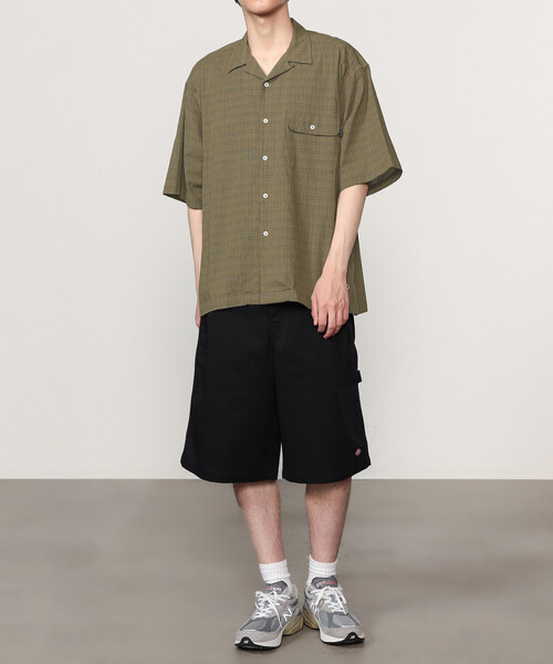 SEDAN ALL-PURPOSE（セダンオールパーパス）の「SEDAN ALL-PURPOSE | Dobby Plaid Open Collar S/S Shirt MEN（シャツ/ブラウス・メンズ・ブルー/ブラウン・XL/L/M）」の5枚目の写真
