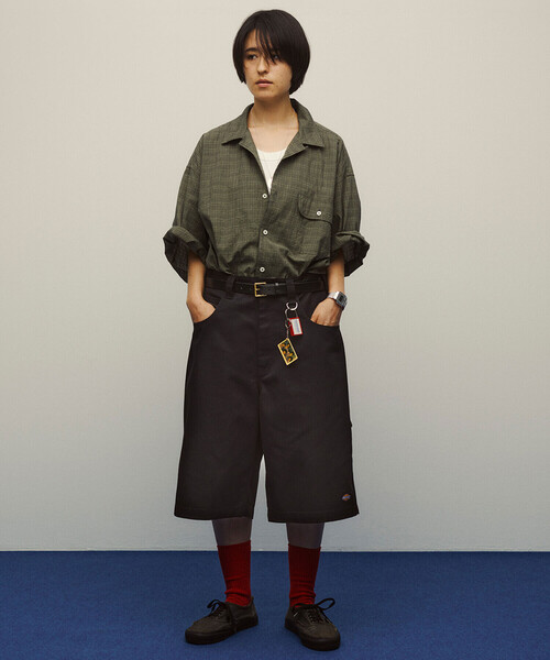 SEDAN ALL-PURPOSE | Dobby Plaid Open Collar S/S Shirt MEN