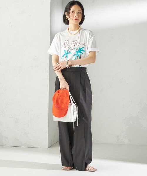 SHIPS（シップス）の「〈手洗い可能〉麻調 合繊 2タック ワイド パンツ 2（その他パンツ・レディース・ブラック/ベージュ/ネイビー・36/38/40）」の4枚目の写真