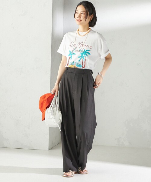 SHIPS（シップス）の「〈手洗い可能〉麻調 合繊 2タック ワイド パンツ 2（その他パンツ・レディース・ブラック/ベージュ/ネイビー・36/38/40）」の5枚目の写真