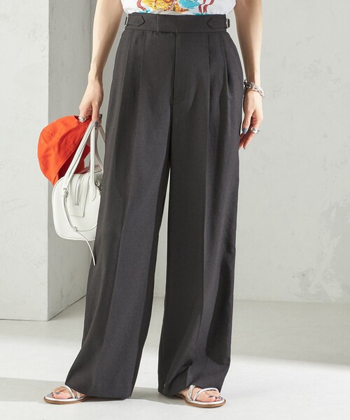 SHIPS（シップス）の「〈手洗い可能〉麻調 合繊 2タック ワイド パンツ 2（その他パンツ・レディース・ブラック/ベージュ/ネイビー・36/38/40）」の9枚目の写真