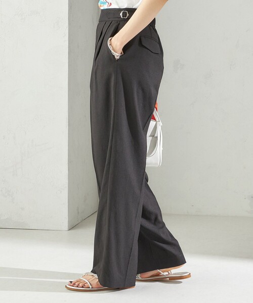 SHIPS（シップス）の「〈手洗い可能〉麻調 合繊 2タック ワイド パンツ 2（その他パンツ・レディース・ブラック/ベージュ/ネイビー・36/38/40）」の10枚目の写真