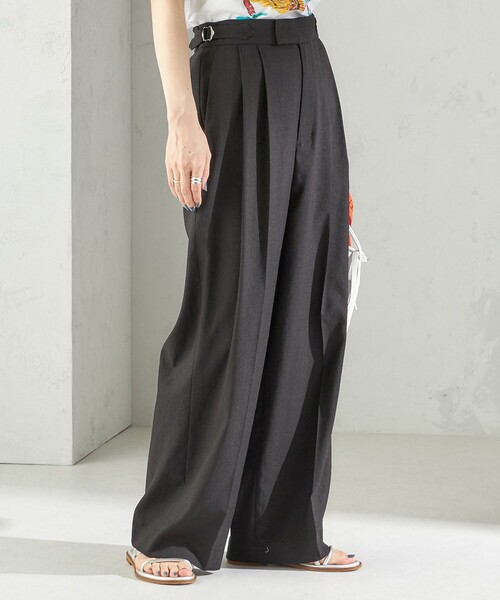 SHIPS（シップス）の「〈手洗い可能〉麻調 合繊 2タック ワイド パンツ 2（その他パンツ・レディース・ブラック/ベージュ/ネイビー・36/38/40）」の12枚目の写真