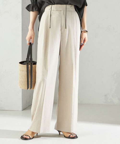 セール】〈手洗い可能〉麻調 合繊 2タック ワイド パンツ 2（その他