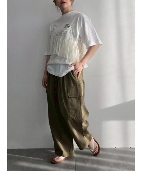 SM2（エスエムツー）の「food刺繍Tシャツ（Tシャツ/カットソー・レディース・オフホワイト/ブルー/チャコールグレー/イエロー/ブラウン・F）」の9枚目の写真