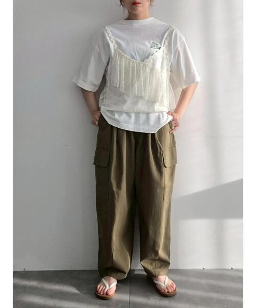 SM2（エスエムツー）の「food刺繍Tシャツ（Tシャツ/カットソー・レディース・オフホワイト/ブルー/チャコールグレー/イエロー/ブラウン・F）」の8枚目の写真