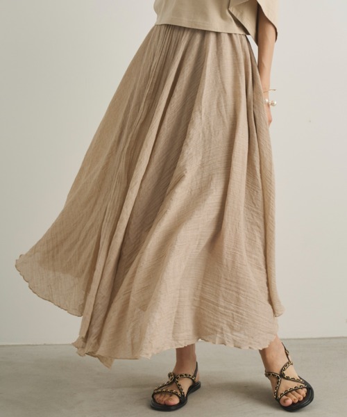 Libra Cue（リブラ キュー）の「シアーロングギャザースカート（スカート・レディース・ブラック/ブルー/ホワイト/ベージュ・FREE）」の3枚目の写真