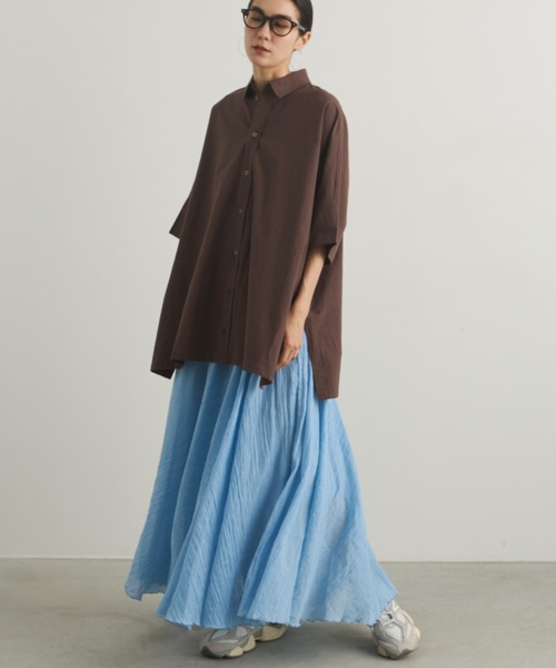 Libra Cue（リブラ キュー）の「シアーロングギャザースカート（スカート・レディース・ブラック/ブルー/ホワイト/ベージュ・FREE）」の17枚目の写真