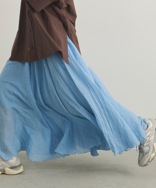 Libra Cue（リブラ キュー）の「シアーロングギャザースカート（スカート・レディース・ブラック/ブルー/ホワイト/ベージュ・FREE）」の18枚目の写真