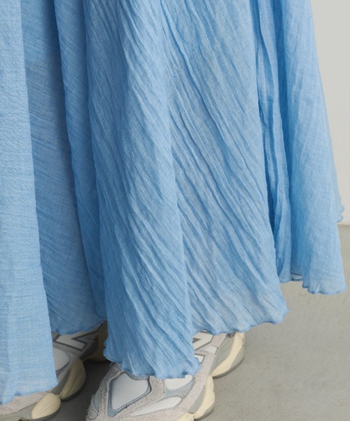 Libra Cue（リブラ キュー）の「シアーロングギャザースカート（スカート・レディース・ブラック/ブルー/ホワイト/ベージュ・FREE）」の19枚目の写真