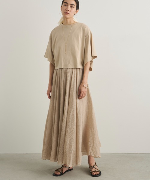 Libra Cue（リブラ キュー）の「シアーロングギャザースカート（スカート・レディース・ブラック/ブルー/ホワイト/ベージュ・FREE）」の13枚目の写真