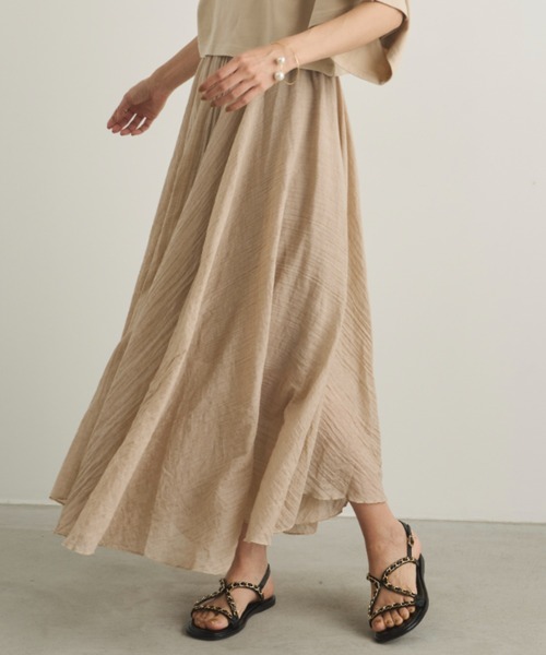 Libra Cue（リブラ キュー）の「シアーロングギャザースカート（スカート・レディース・ブラック/ブルー/ホワイト/ベージュ・FREE）」の12枚目の写真