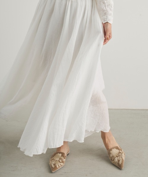 Libra Cue（リブラ キュー）の「シアーロングギャザースカート（スカート・レディース・ブラック/ブルー/ホワイト/ベージュ・FREE）」の20枚目の写真