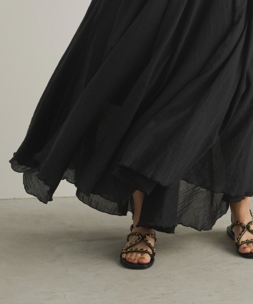 Libra Cue（リブラ キュー）の「シアーロングギャザースカート（スカート・レディース・ブラック/ブルー/ホワイト/ベージュ・FREE）」の22枚目の写真