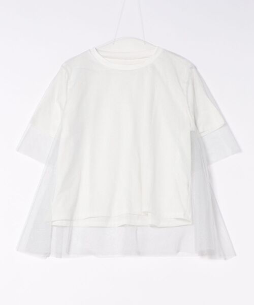 セール】ラメ入りチュールレイヤード半袖Tシャツ（Tシャツ