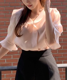 Doula Doula | Vネックフリルブラウス(シャツ/ブラウス)