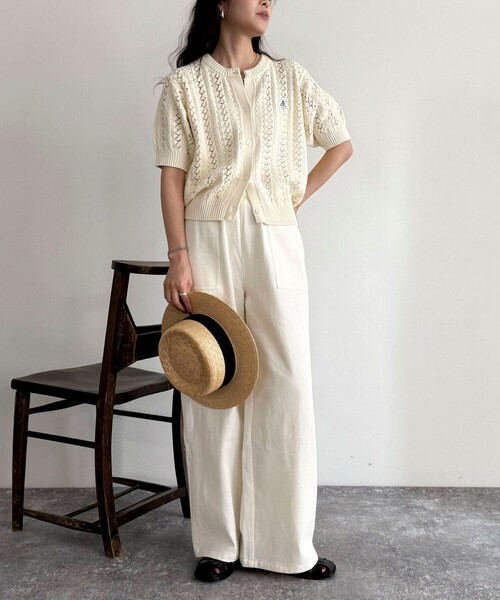 fredy emue（フレディエミュ）の「【GEVACO/ゲバコ】半袖ニットカーディガン（カーディガン/ボレロ・レディース・レッド/ネイビー/アイボリー/サックスブルー・38）」の5枚目の写真