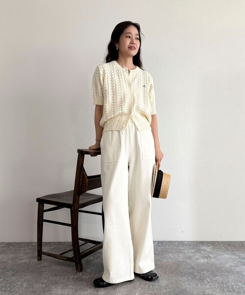 fredy emue（フレディエミュ）の「【GEVACO/ゲバコ】半袖ニットカーディガン（カーディガン/ボレロ・レディース・レッド/ネイビー/アイボリー/サックスブルー・38）」の8枚目の写真