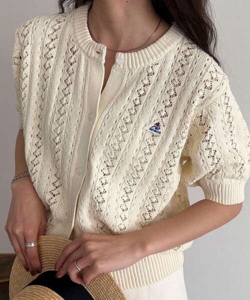 fredy emue（フレディエミュ）の「【GEVACO/ゲバコ】半袖ニットカーディガン（カーディガン/ボレロ・レディース・レッド/ネイビー/アイボリー/サックスブルー・38）」の13枚目の写真