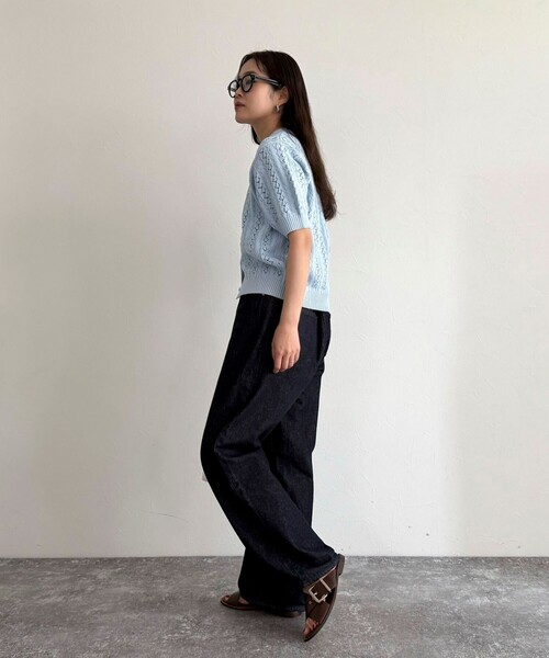 fredy emue（フレディエミュ）の「【GEVACO/ゲバコ】半袖ニットカーディガン（カーディガン/ボレロ・レディース・レッド/ネイビー/アイボリー/サックスブルー・38）」の15枚目の写真