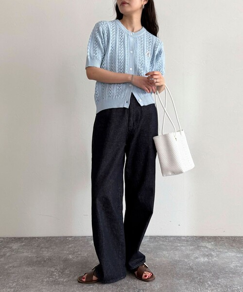 fredy emue（フレディエミュ）の「【GEVACO/ゲバコ】半袖ニットカーディガン（カーディガン/ボレロ・レディース・レッド/ネイビー/アイボリー/サックスブルー・38）」の17枚目の写真