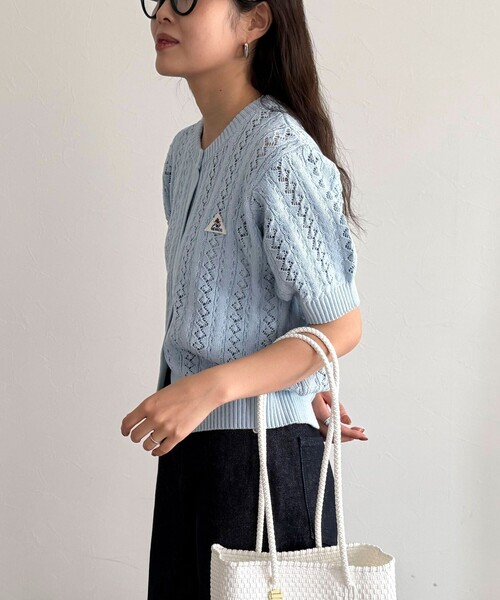 fredy emue（フレディエミュ）の「【GEVACO/ゲバコ】半袖ニットカーディガン（カーディガン/ボレロ・レディース・レッド/ネイビー/アイボリー/サックスブルー・38）」の19枚目の写真