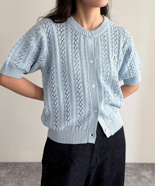 fredy emue（フレディエミュ）の「【GEVACO/ゲバコ】半袖ニットカーディガン（カーディガン/ボレロ・レディース・レッド/ネイビー/アイボリー/サックスブルー・38）」の21枚目の写真