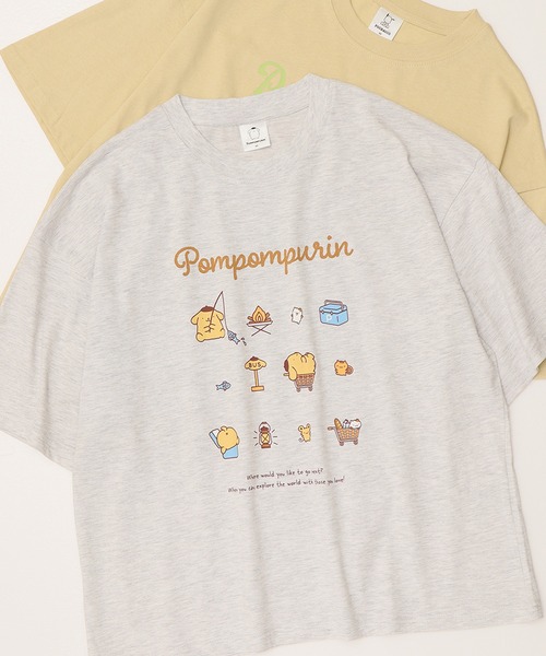 sanrio(サンリオ)の「【Sanrio/サンリオ】天竺 WIDEシルエット ワンポイント刺繍/プリント/レトロ 半袖Tシャツ(Tシャツ/カットソー・レディース・レッド系/ライトグリーン/ブラック/サックスブルー/イエロー/ネイビー/ライトピンク/オートミール・M/L)」の2枚目の写真