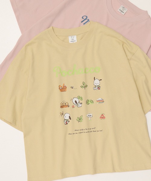 sanrio(サンリオ)の「【Sanrio/サンリオ】天竺 WIDEシルエット ワンポイント刺繍/プリント/レトロ 半袖Tシャツ(Tシャツ/カットソー・レディース・レッド系/ライトグリーン/ブラック/サックスブルー/イエロー/ネイビー/ライトピンク/オートミール・M/L)」の6枚目の写真