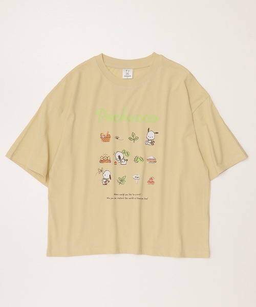 sanrio(サンリオ)の「【Sanrio/サンリオ】天竺 WIDEシルエット ワンポイント刺繍/プリント/レトロ 半袖Tシャツ(Tシャツ/カットソー・レディース・レッド系/ライトグリーン/ブラック/サックスブルー/イエロー/ネイビー/ライトピンク/オートミール・M/L)」の13枚目の写真