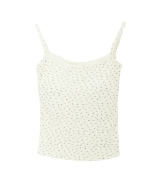 ALLuRing ChaRm(アリュリングチャーム)の「Floral Frills Camisole / 花柄フリルキャミソール 小花柄 カップ付(キャミソール・レディース・ブラック/ホワイト・FREE)」の9枚目の写真